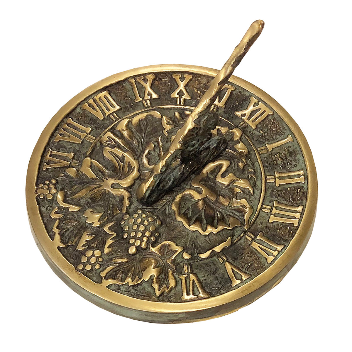 Solid Brass Grapevine Sundial, 7.5" dia,  Rome #2306