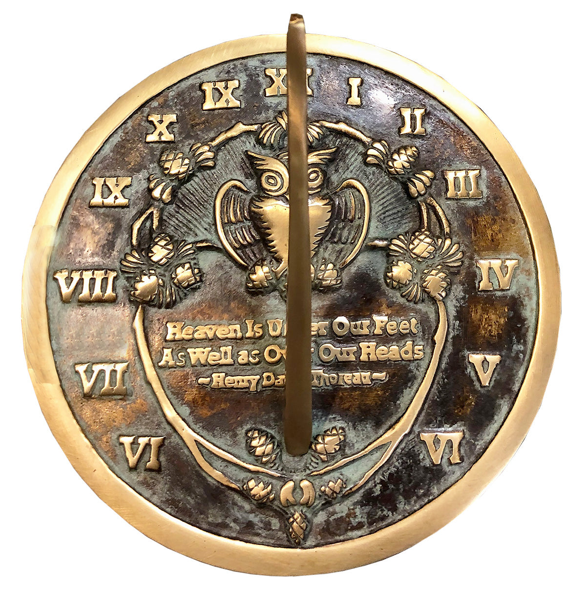 Solid Brass Thoreau Sundial, 8.5" dia Rome #2329