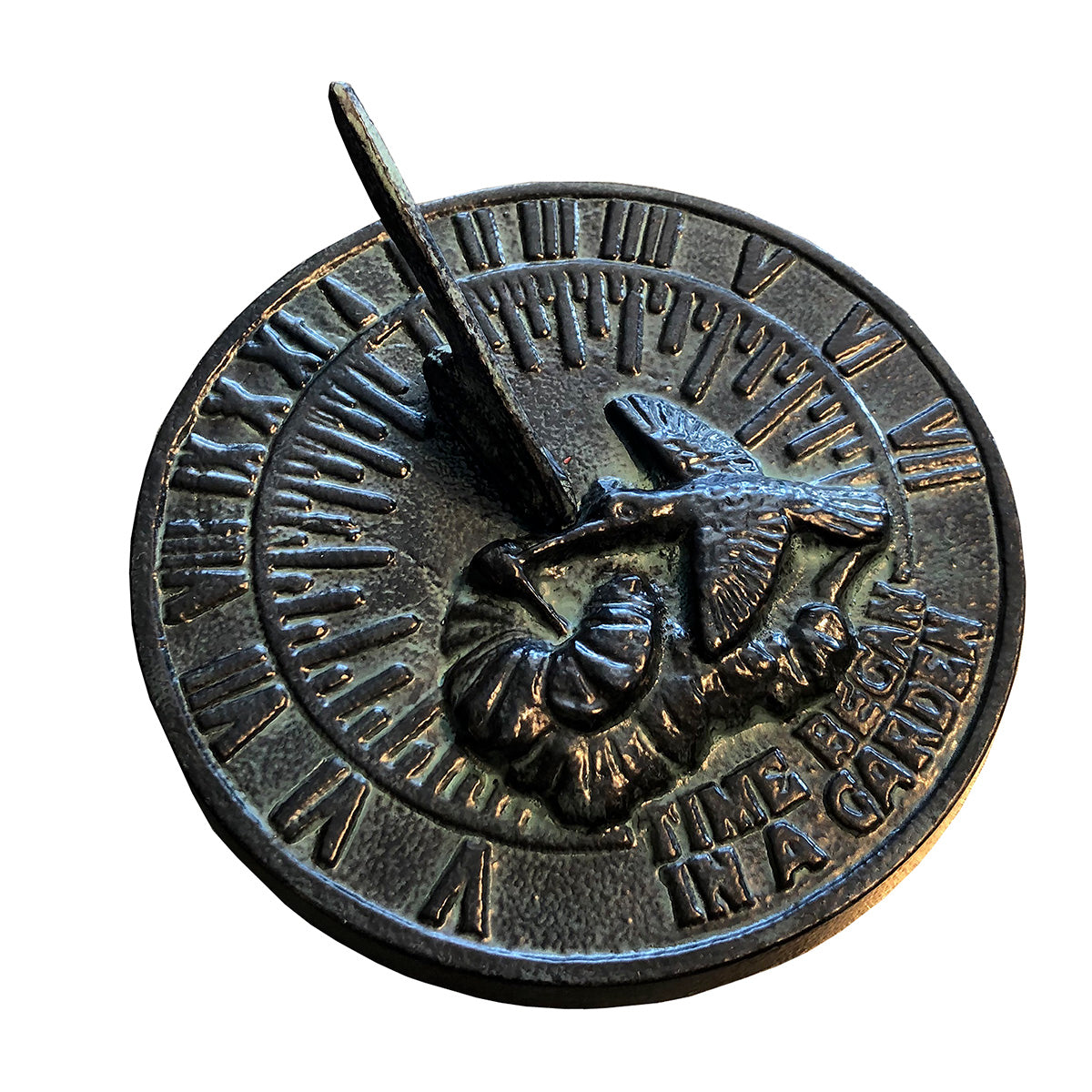 Cast Iron Hummingbird Sundial, 7 1/4" dia Rome #2532