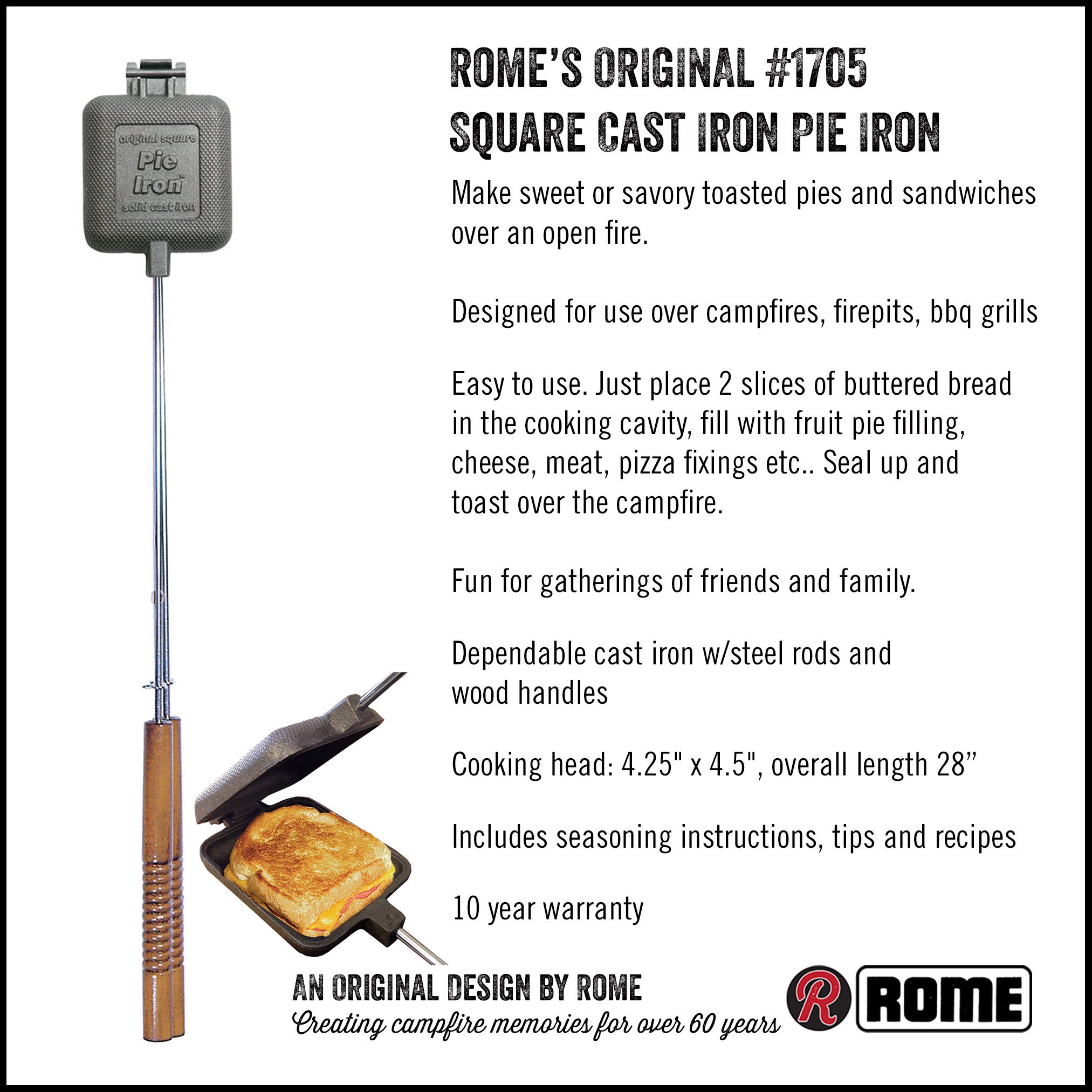Square Pie Iron full view with text
