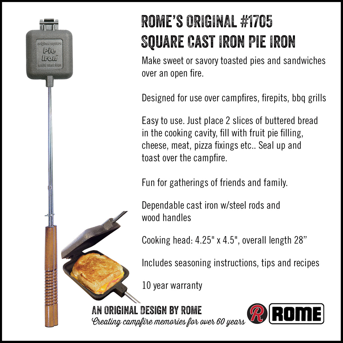 Square Pie Iron full view with text