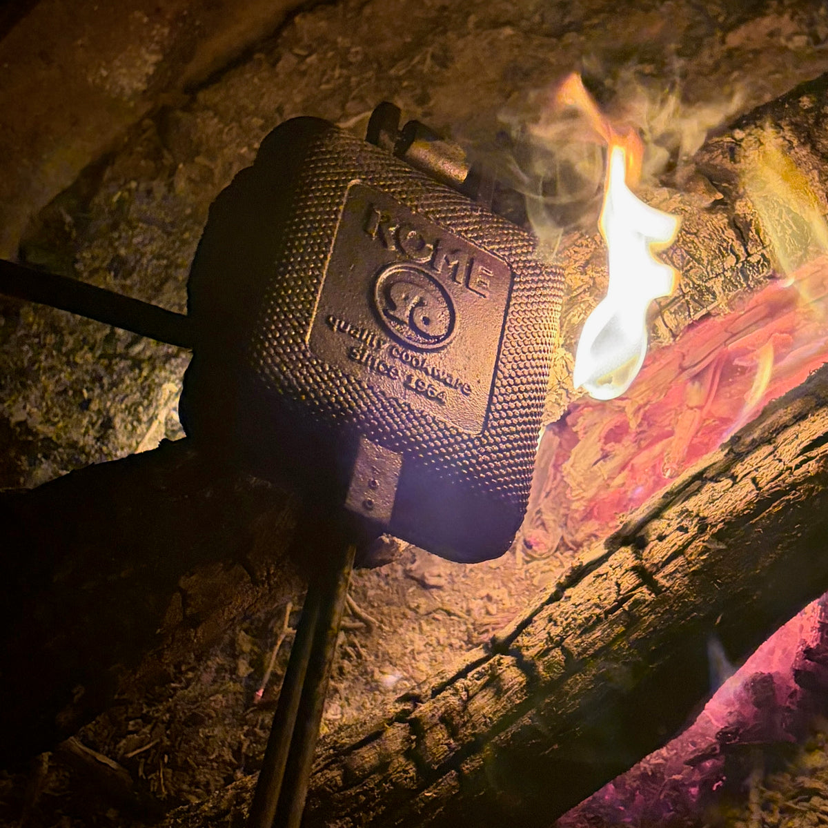 Square Pie Iron in campfire