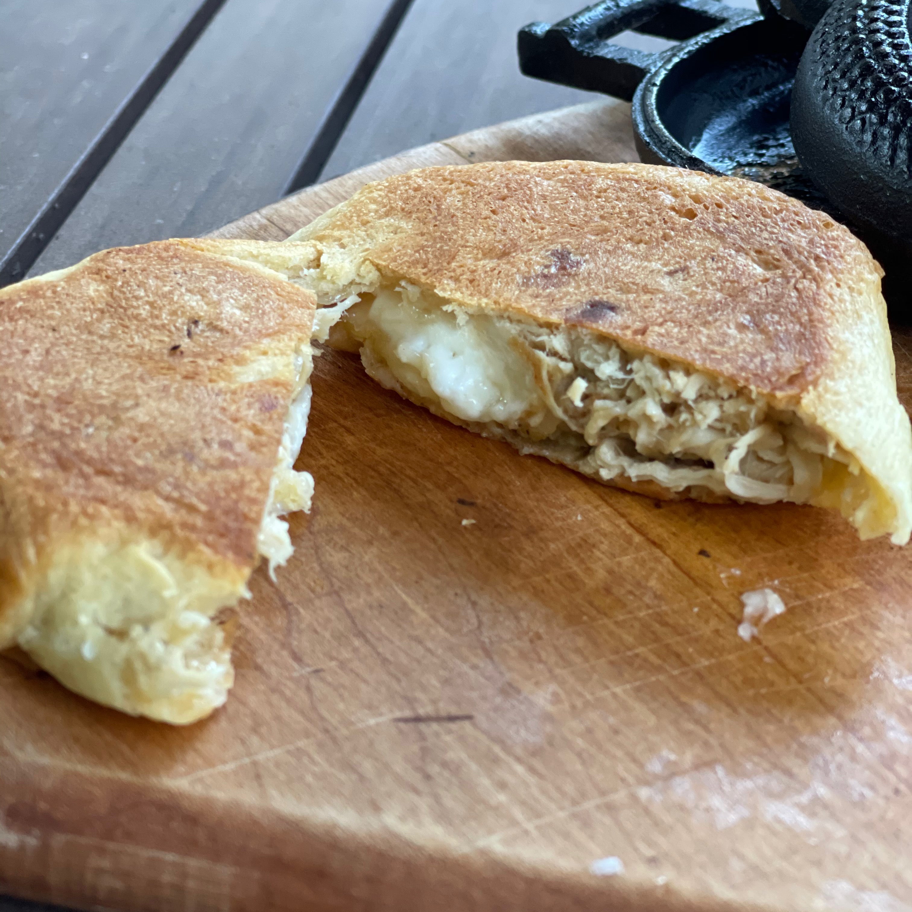 Double Round Pie Iron with food