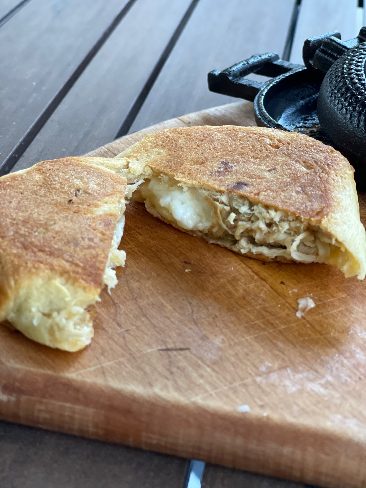 Double Round Pie Iron with food