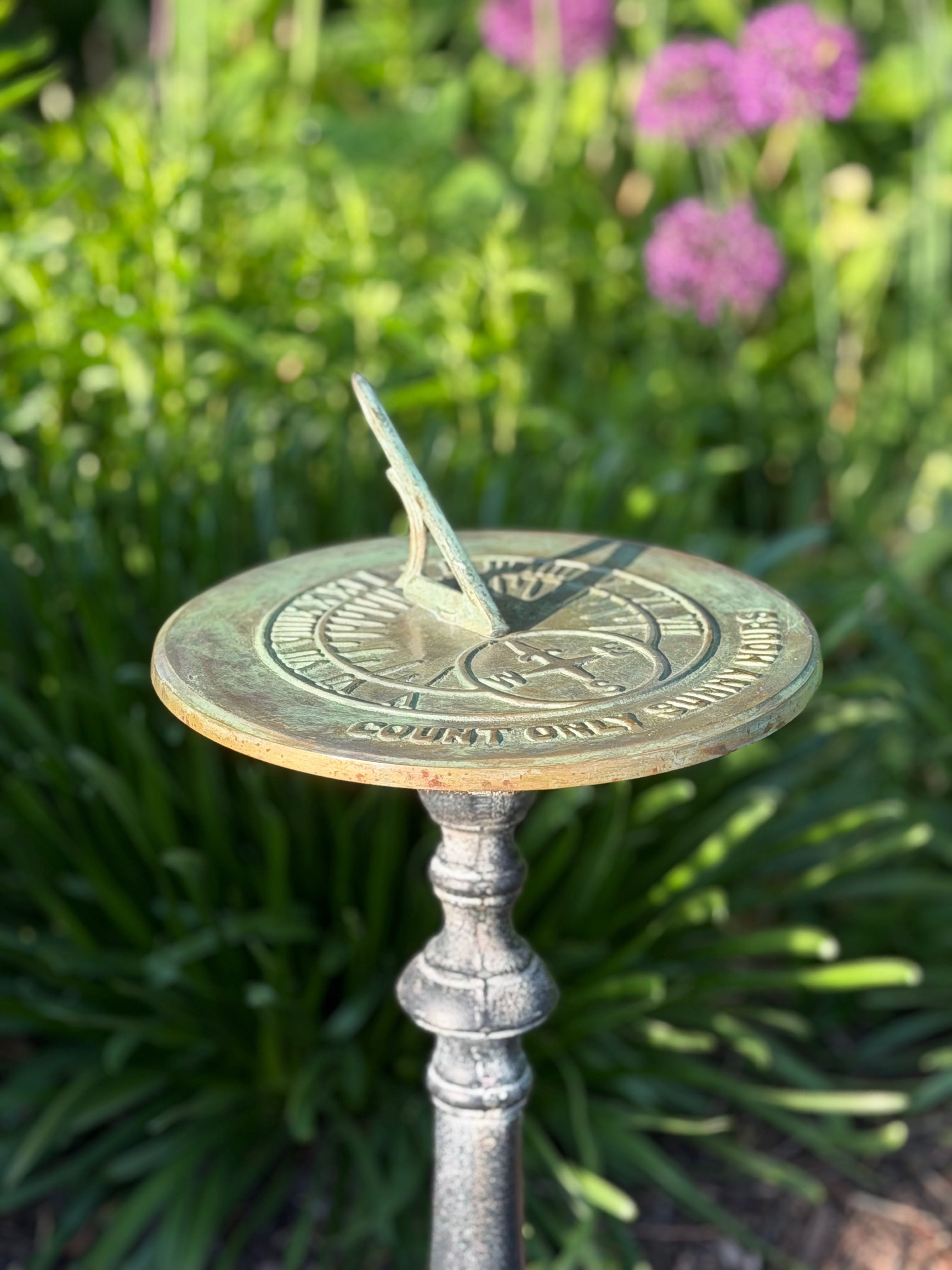 Solid Brass Count Sunny Hours Sundial, 10 3/8" dia. Rome #2120