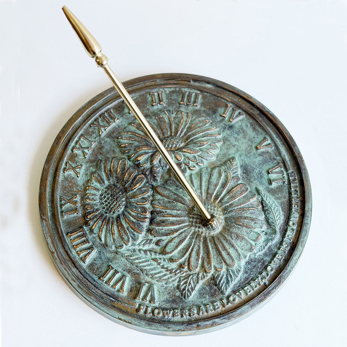 Solid Brass Flowers Sundial b