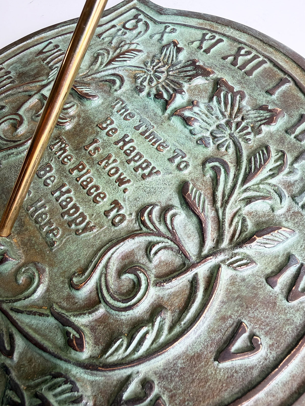 Solid Brass Happiness Sundial, 10" dia. Rome #2303