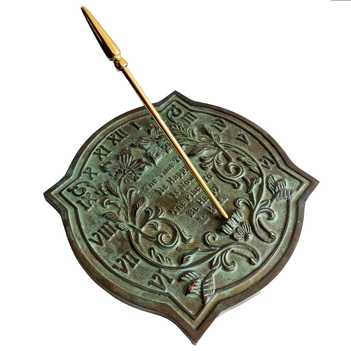 Solid Brass Happiness Sundial, 10" dia. Rome #2303