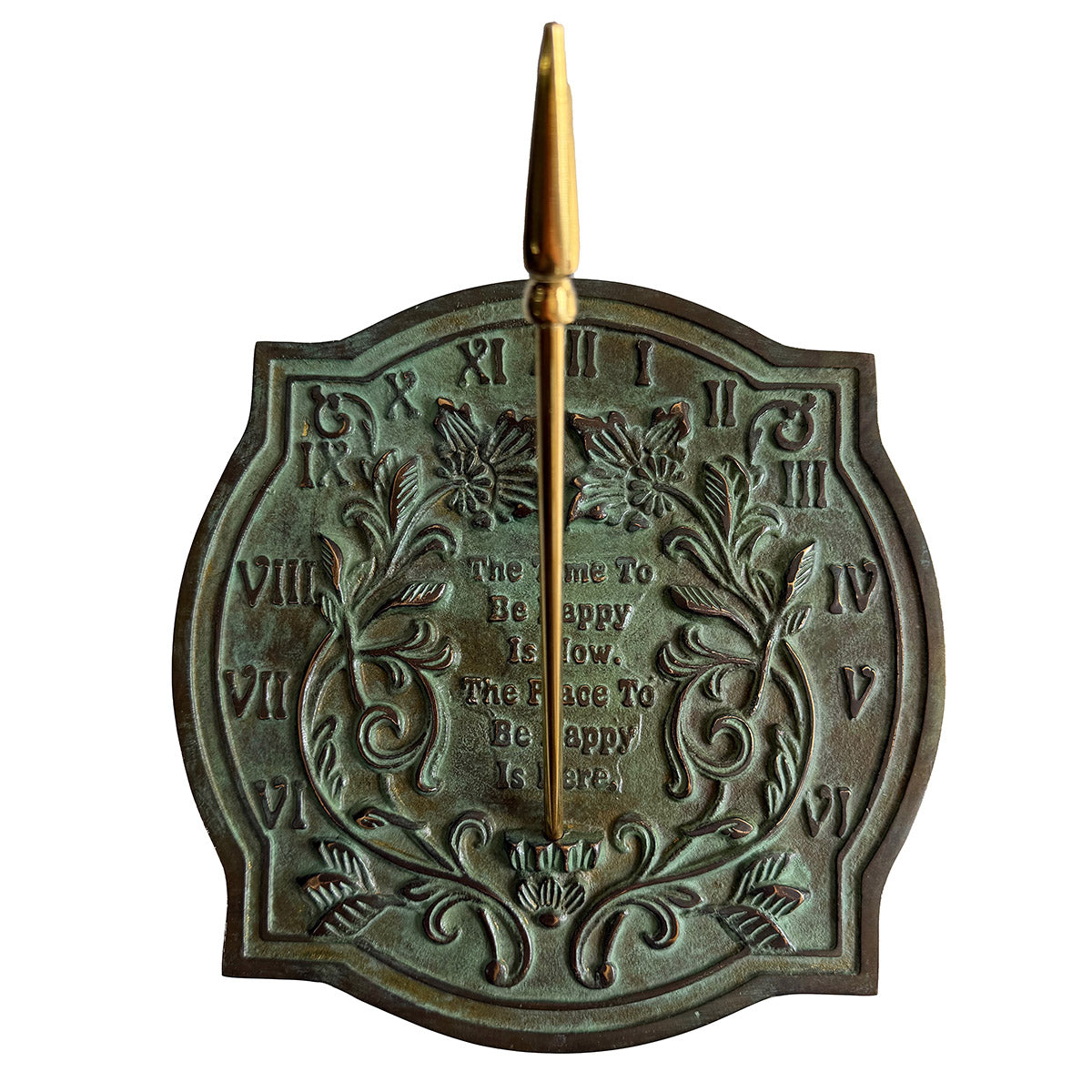 Solid Brass Happiness Sundial, 10" dia. Rome #2303