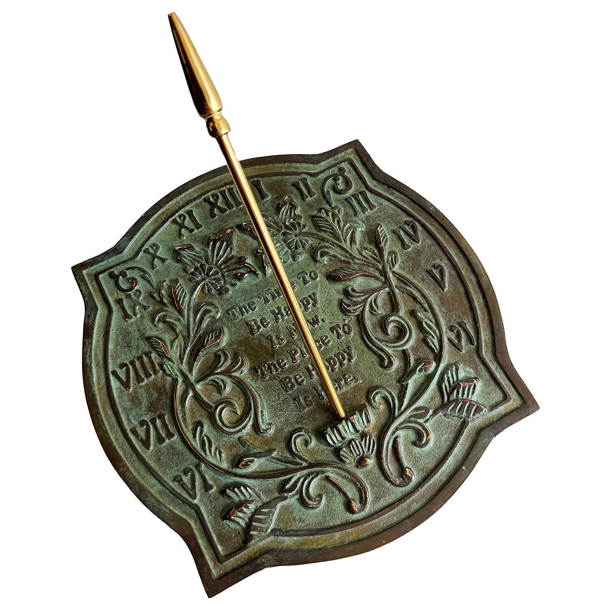 Solid Brass Happiness Sundial, 10" dia. Rome #2303