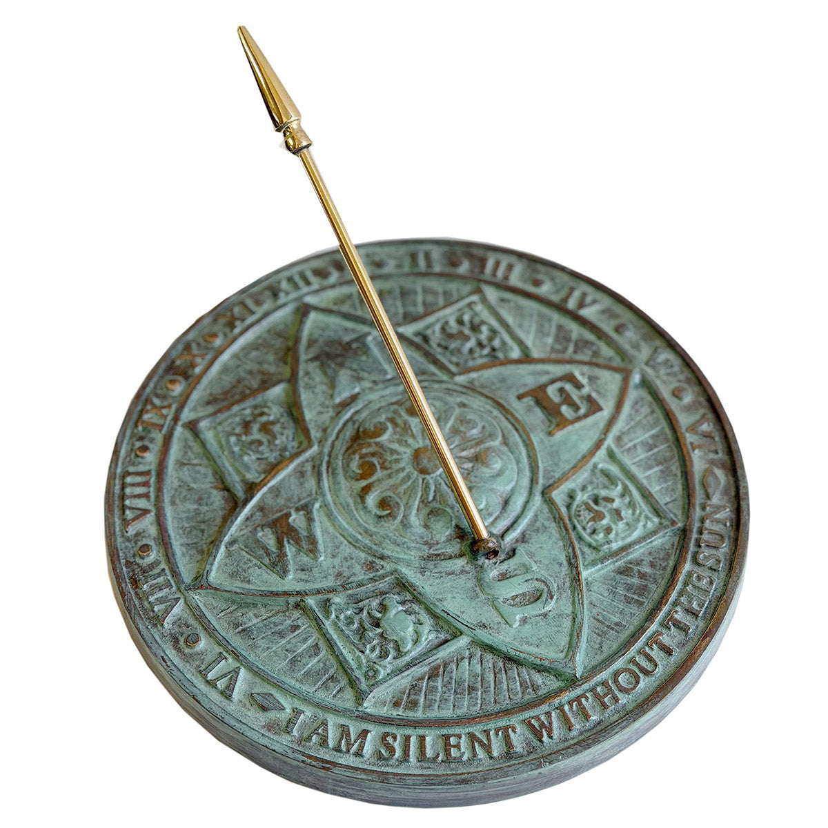 Solid Brass Rosette Sundial white background