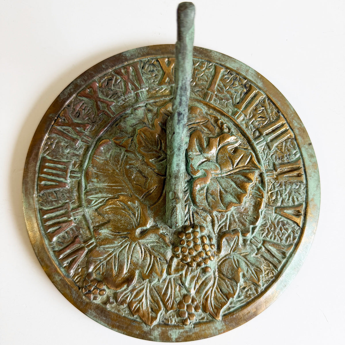 Solid Brass Grapevine Sundial white background top view