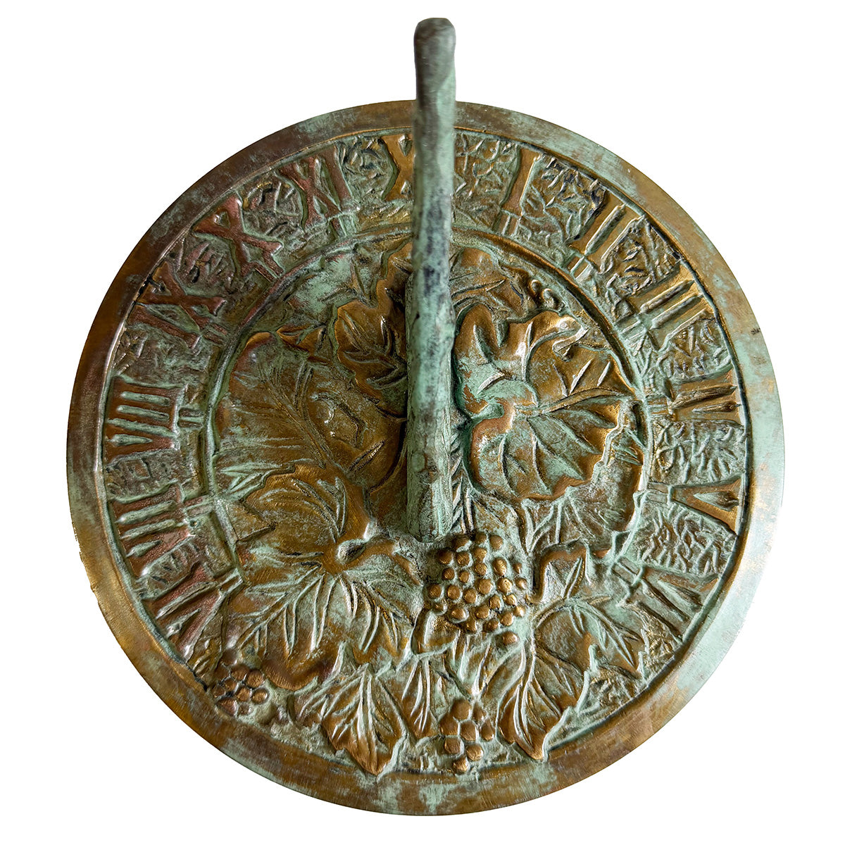 Solid Brass Grapevine Sundial white background top view b