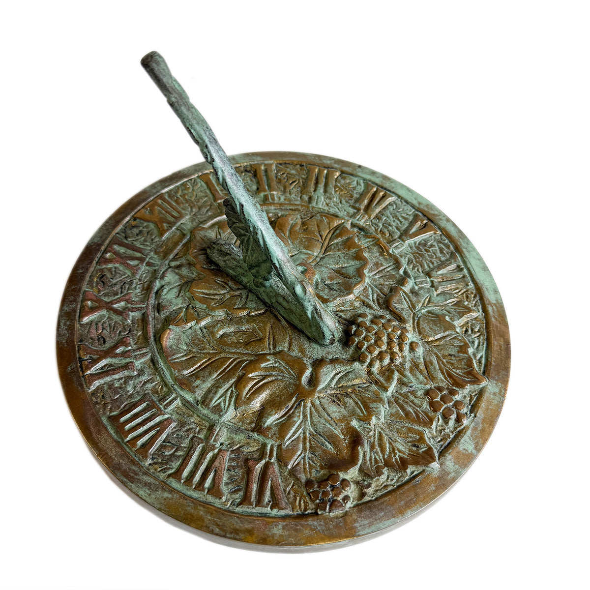 Solid Brass Grapevine Sundial white background