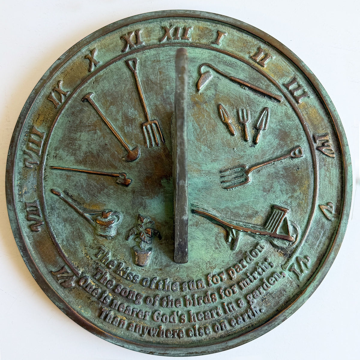 Solid Brass Kiss Of The Sun Sundial top view c