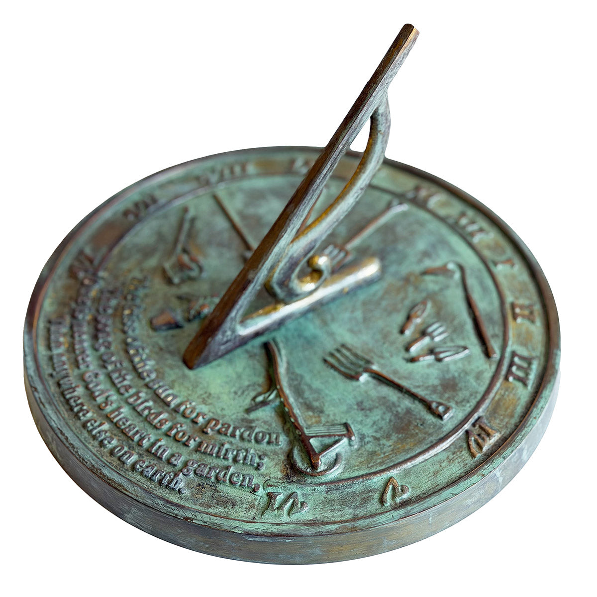 Solid Brass Kiss Of The Sun Sundial white background b
