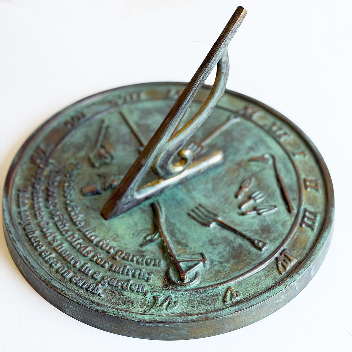 Solid Brass Kiss Of The Sun Sundial white background c
