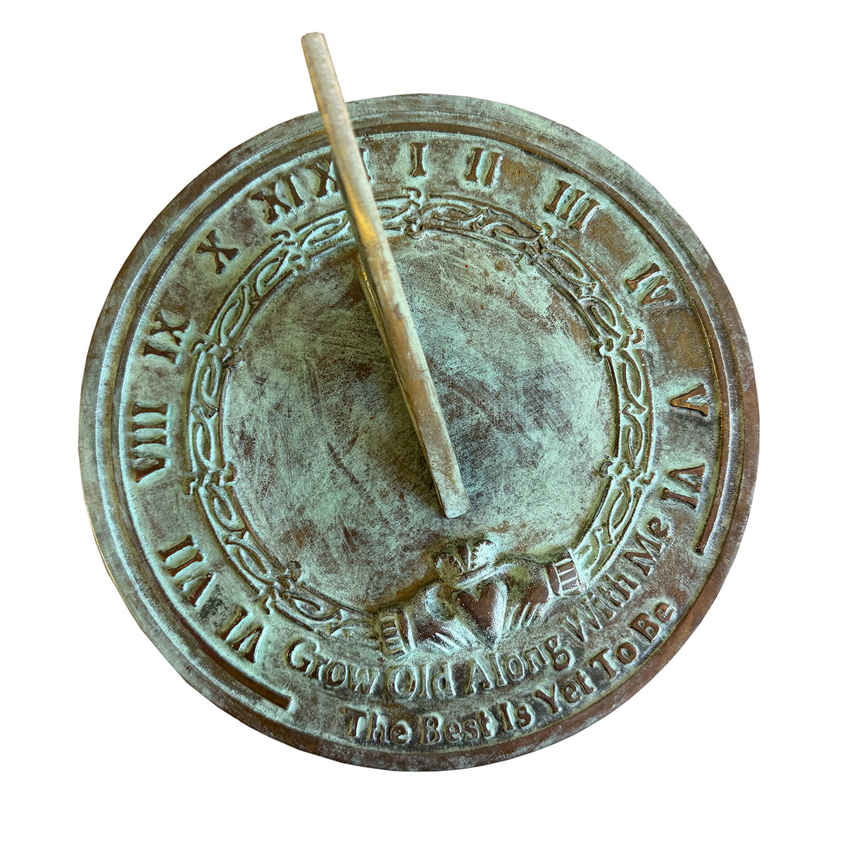Solid Brass Grow Old With Me Sundial top view