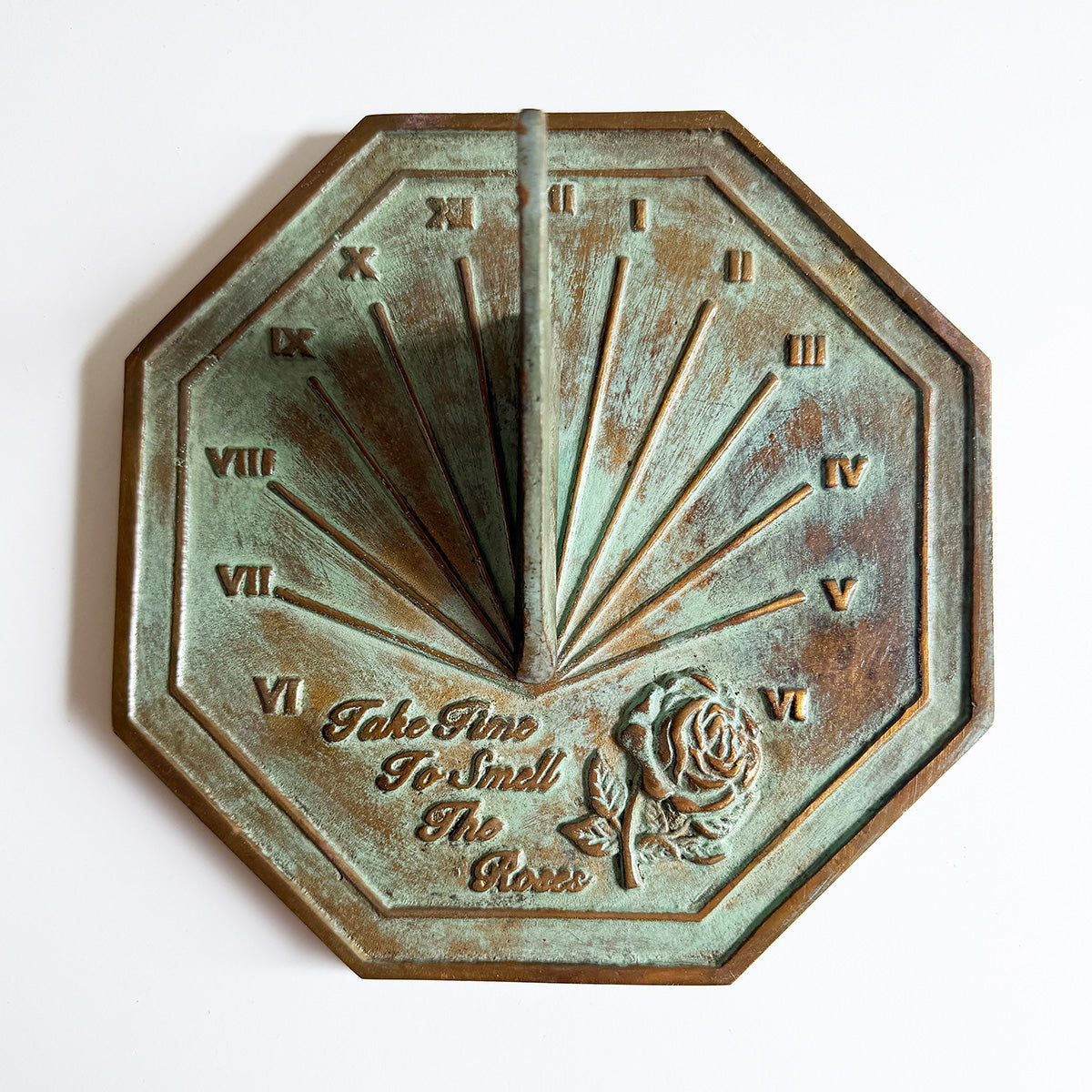 Solid Brass Rose Sundial top view