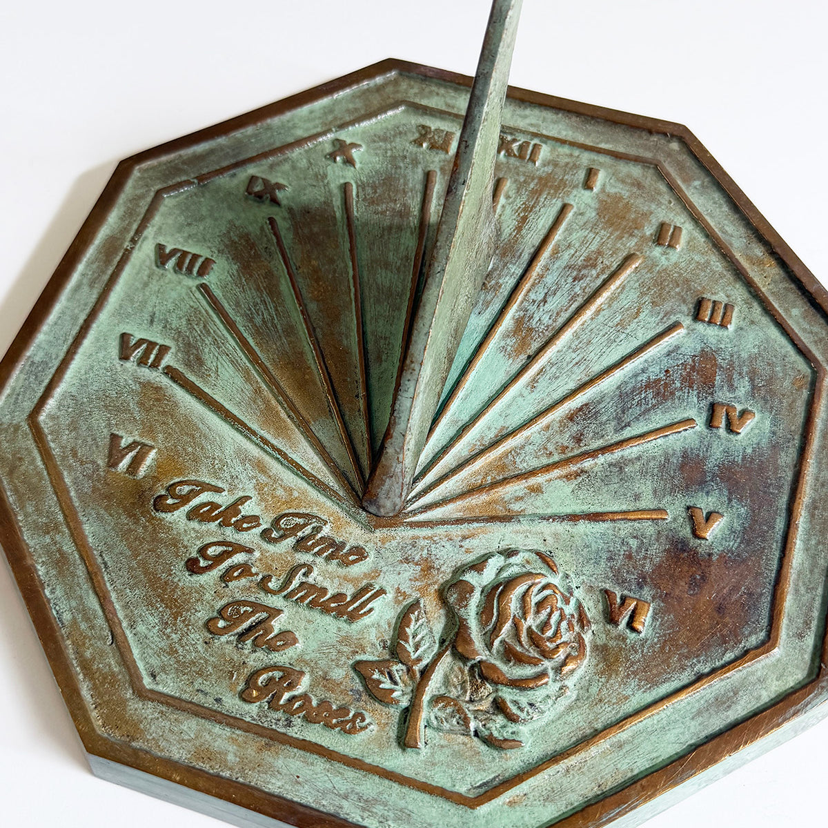 Solid Brass Rose Sundial top view b
