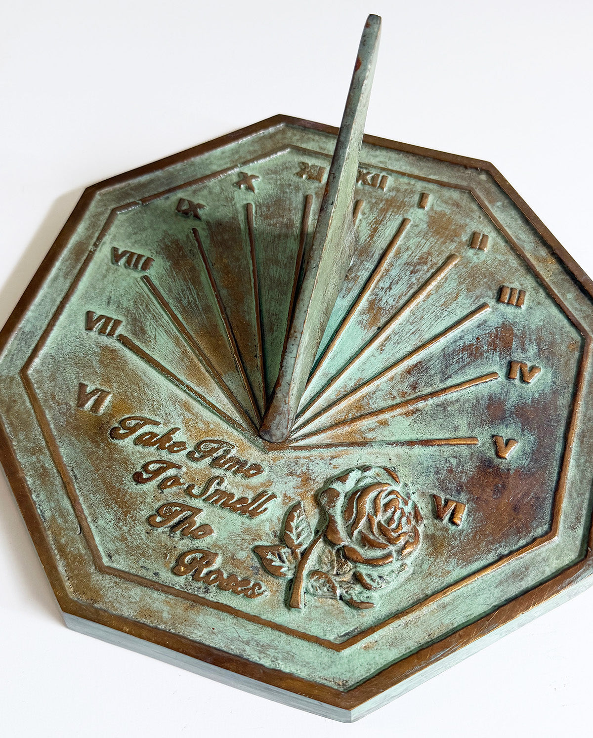 Solid Brass Rose Sundial top view b