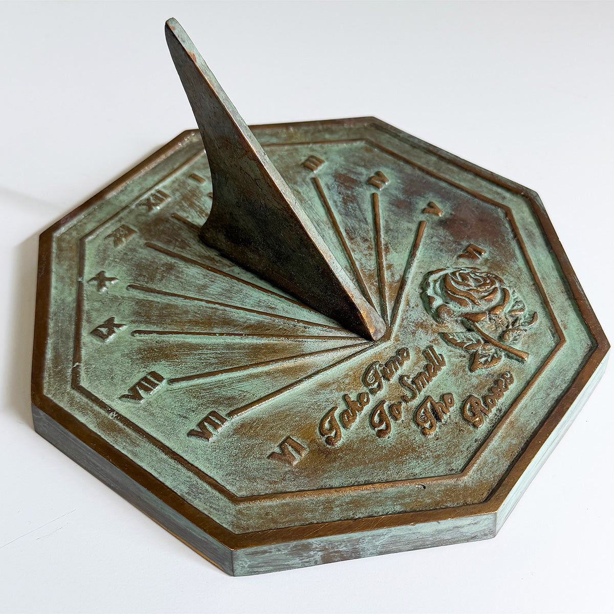 Solid Brass Rose Sundial white background g
