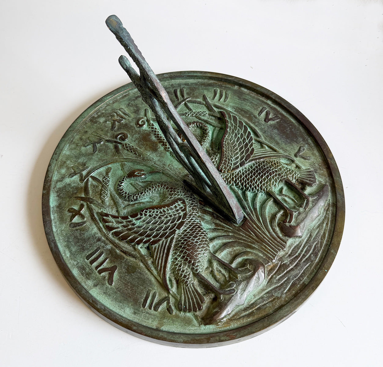 Solid Brass Swan Sundial white background