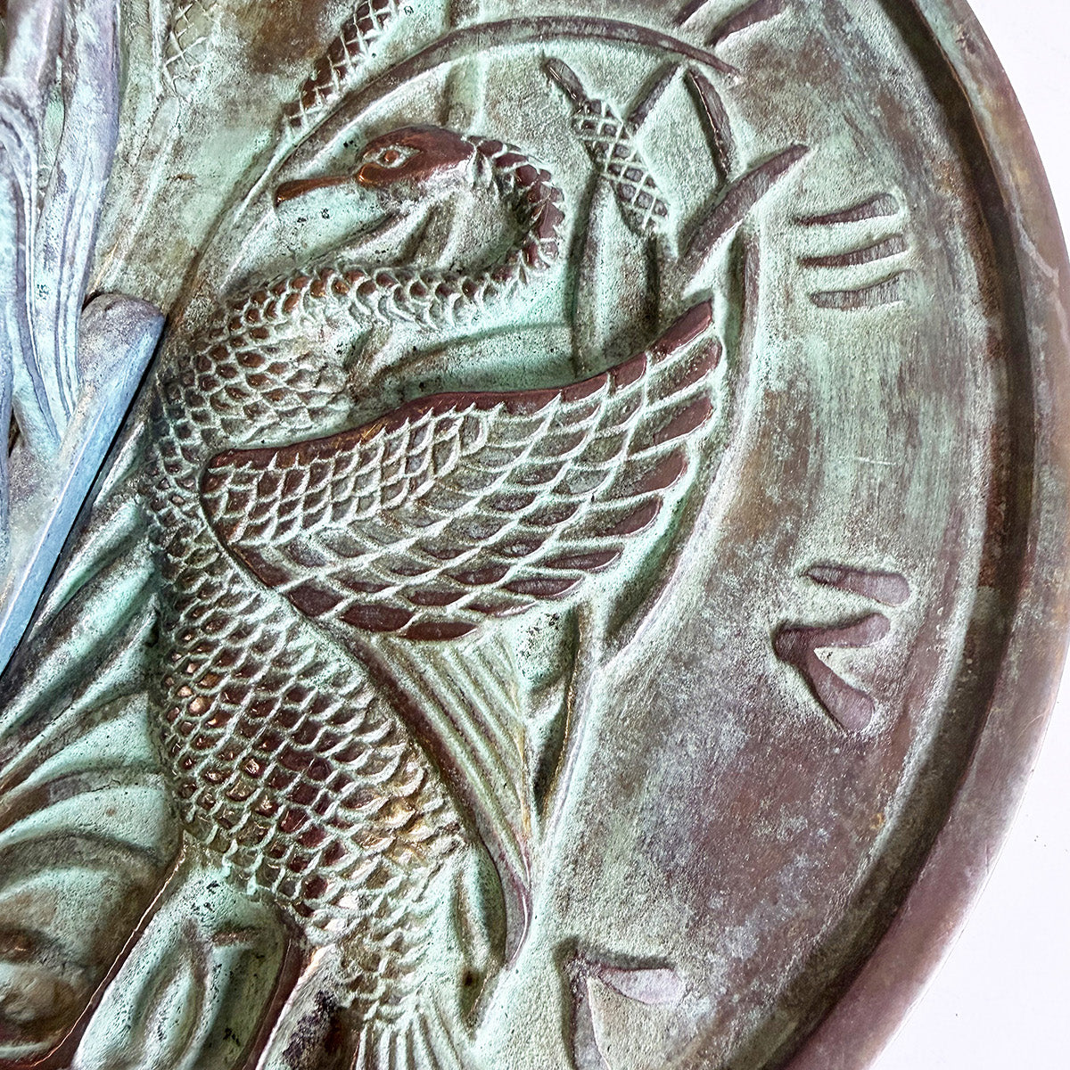Solid Brass Swan Sundial close up