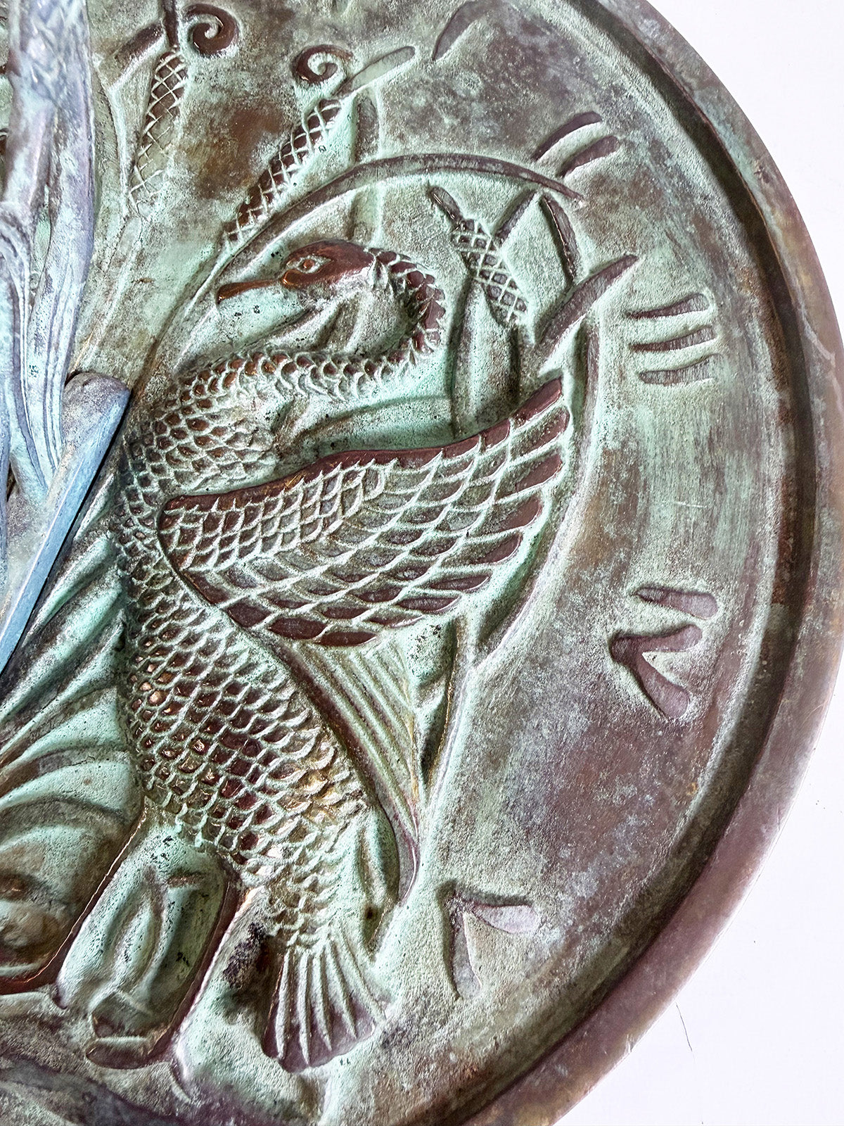 Solid Brass Swan Sundial close up