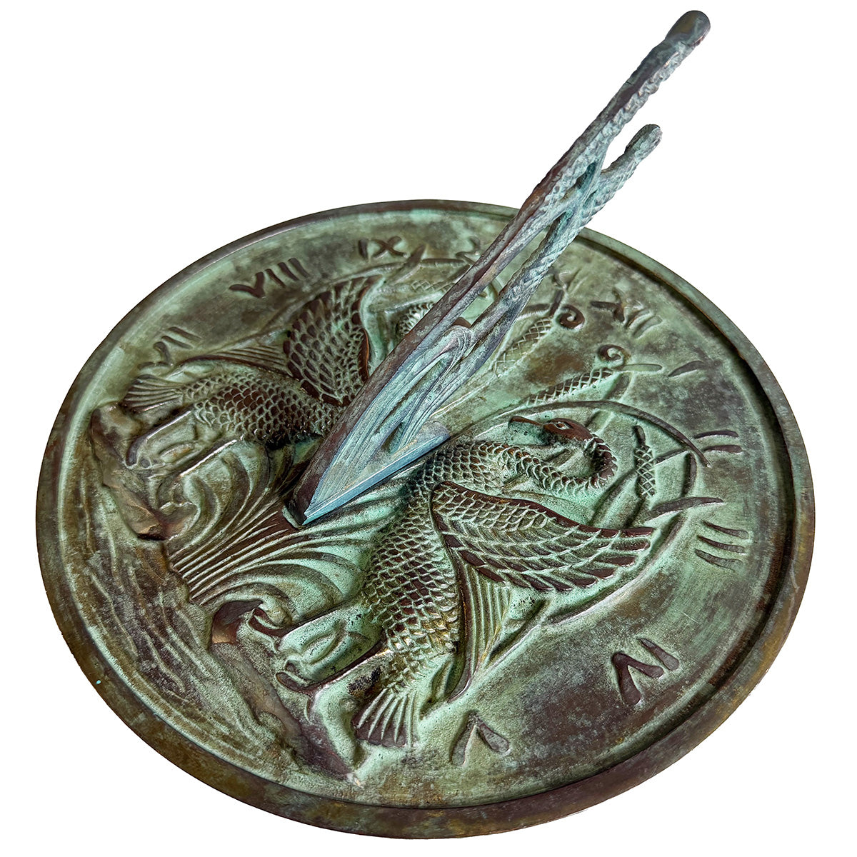 Solid Brass Swan Sundial white background b