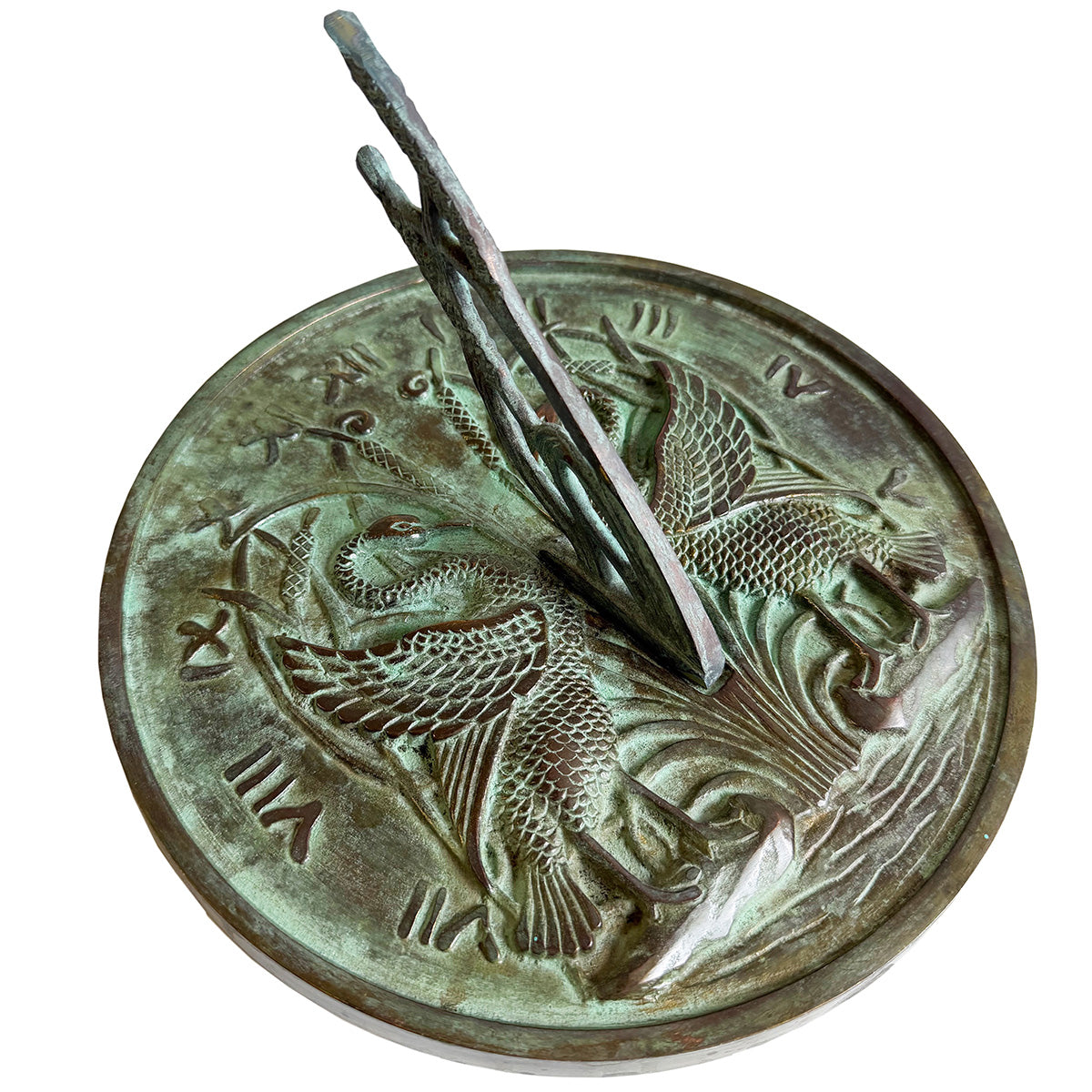 Solid Brass Swan Sundial white background f
