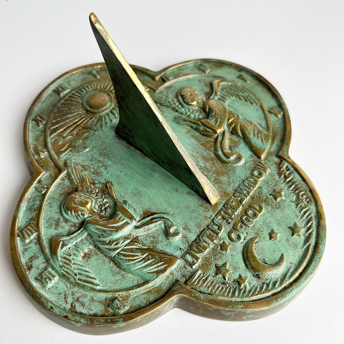 Solid Brass Angel Sundial white background b
