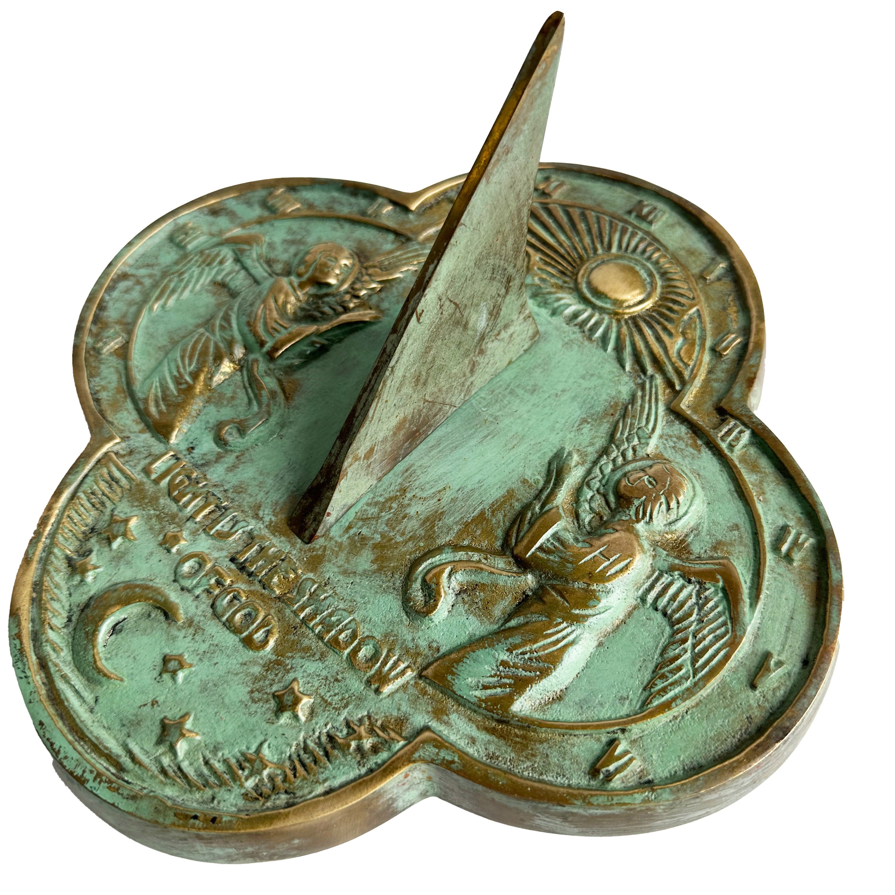 Solid Brass Angel Sundial white background c