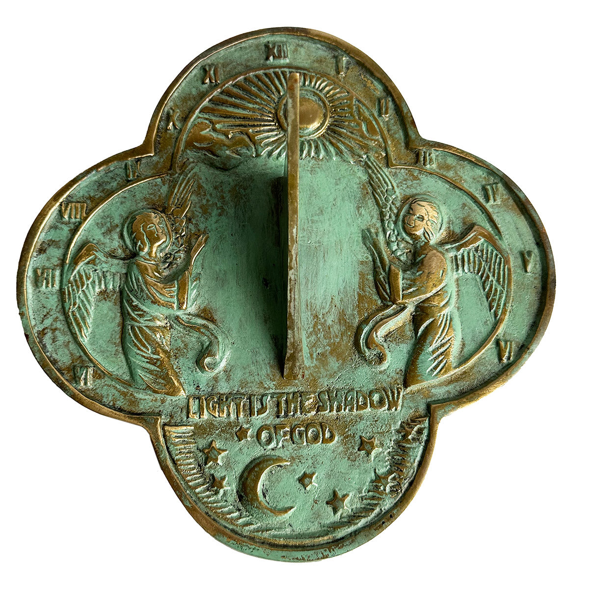 Solid Brass Angel Sundial top view