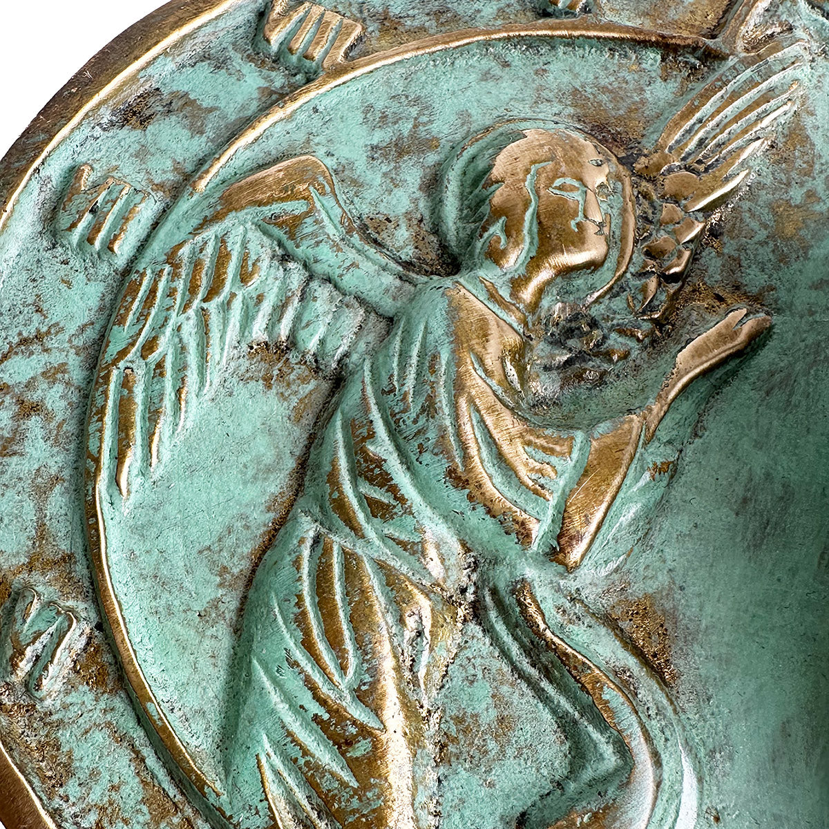 Solid Brass Angel Sundial close up
