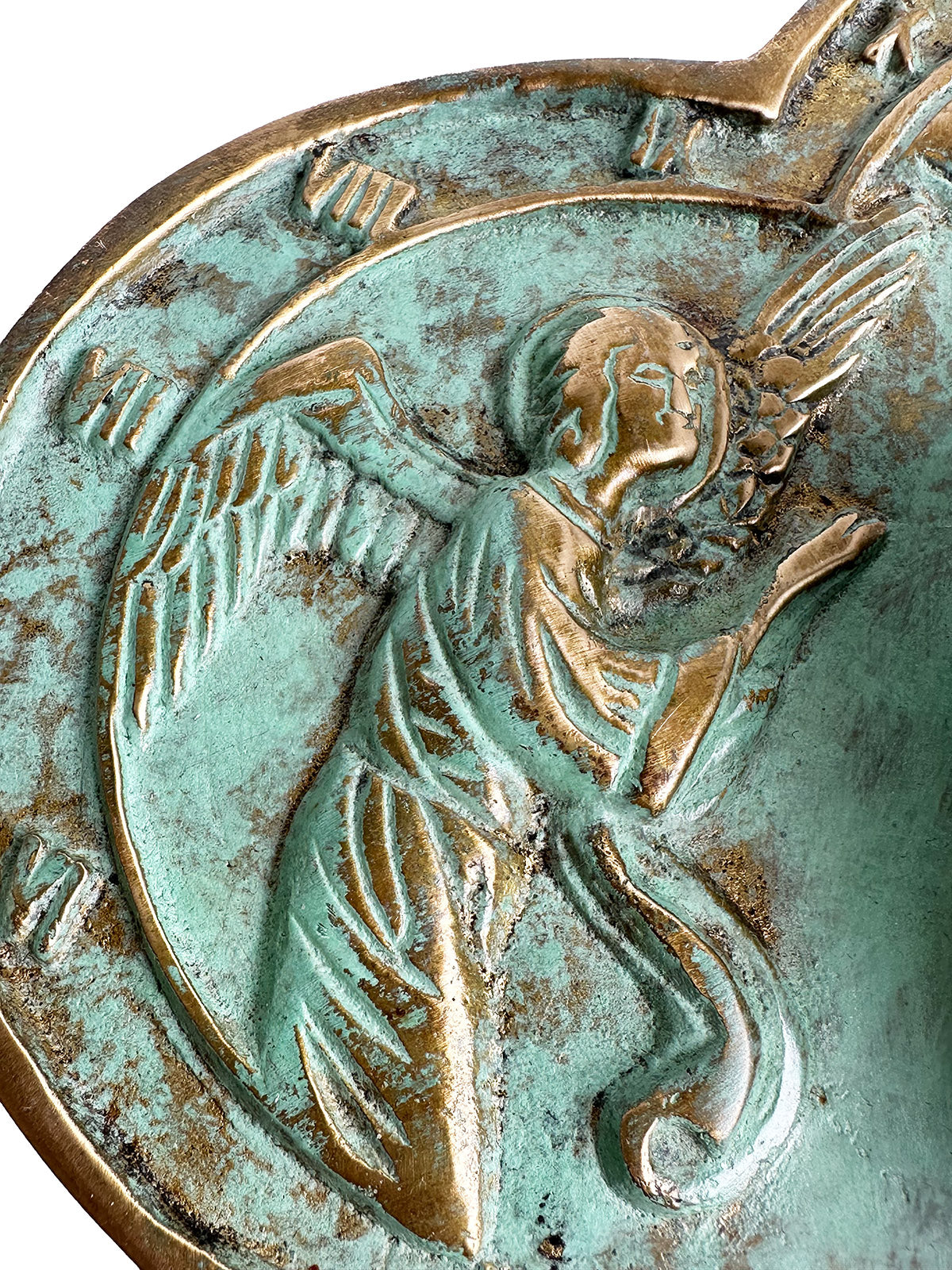 Solid Brass Angel Sundial close up