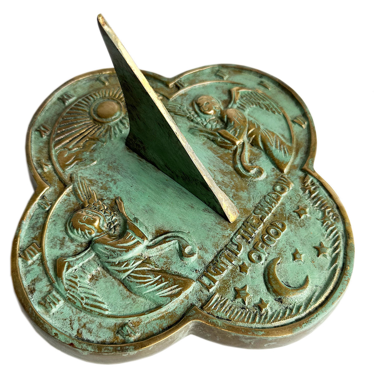 Solid Brass Angel Sundial white background