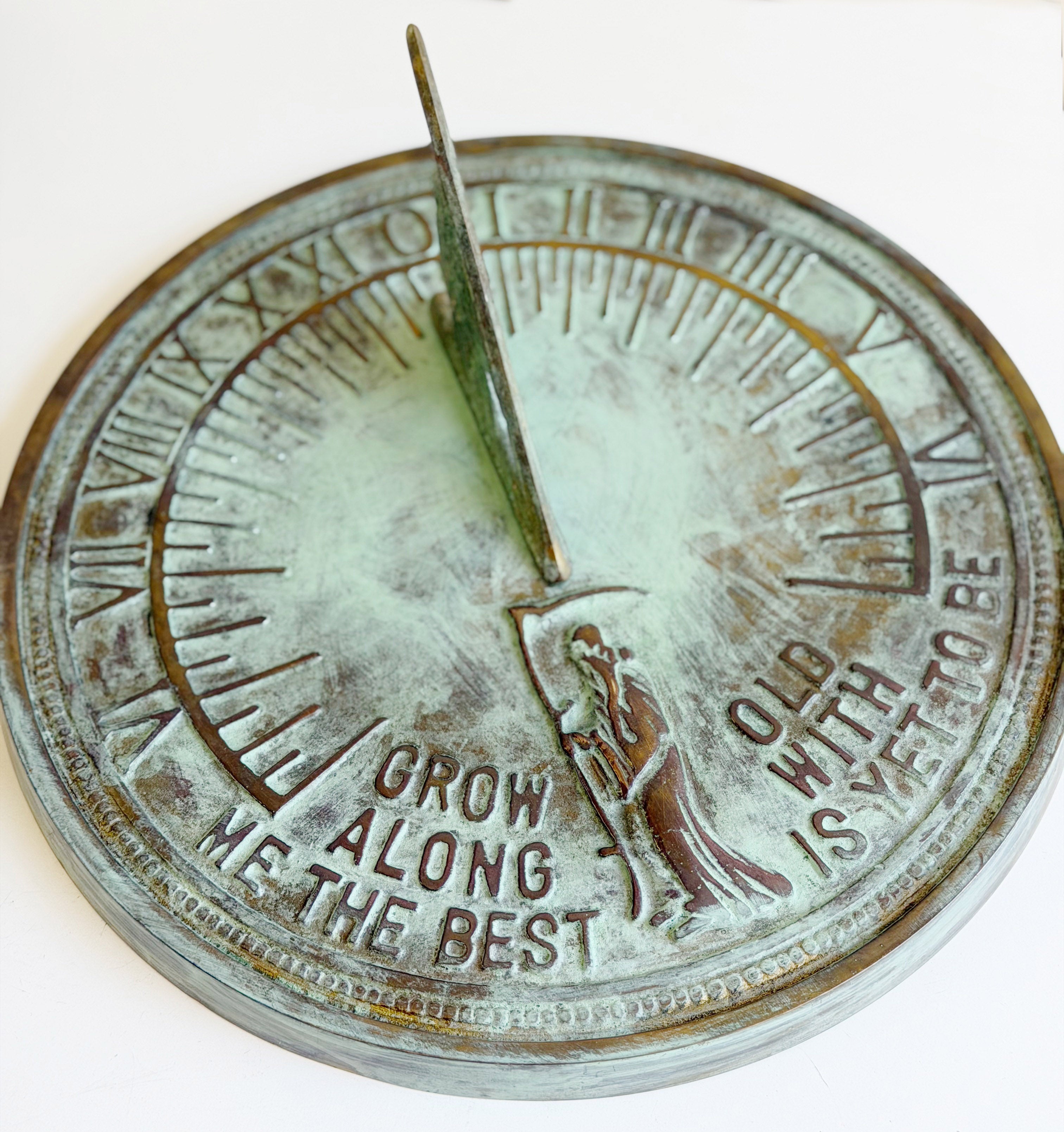 Solid Brass Father Time Sundial, 11.5" dia Rome #2345