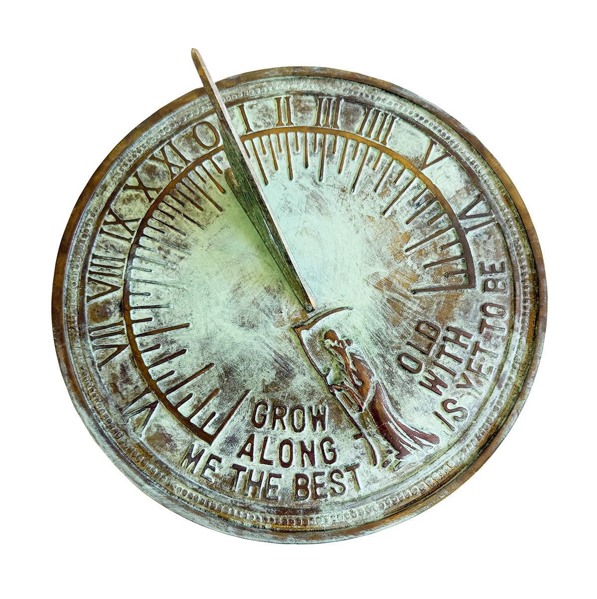 Solid Brass Father Time Sundial, 11.5" dia Rome #2345