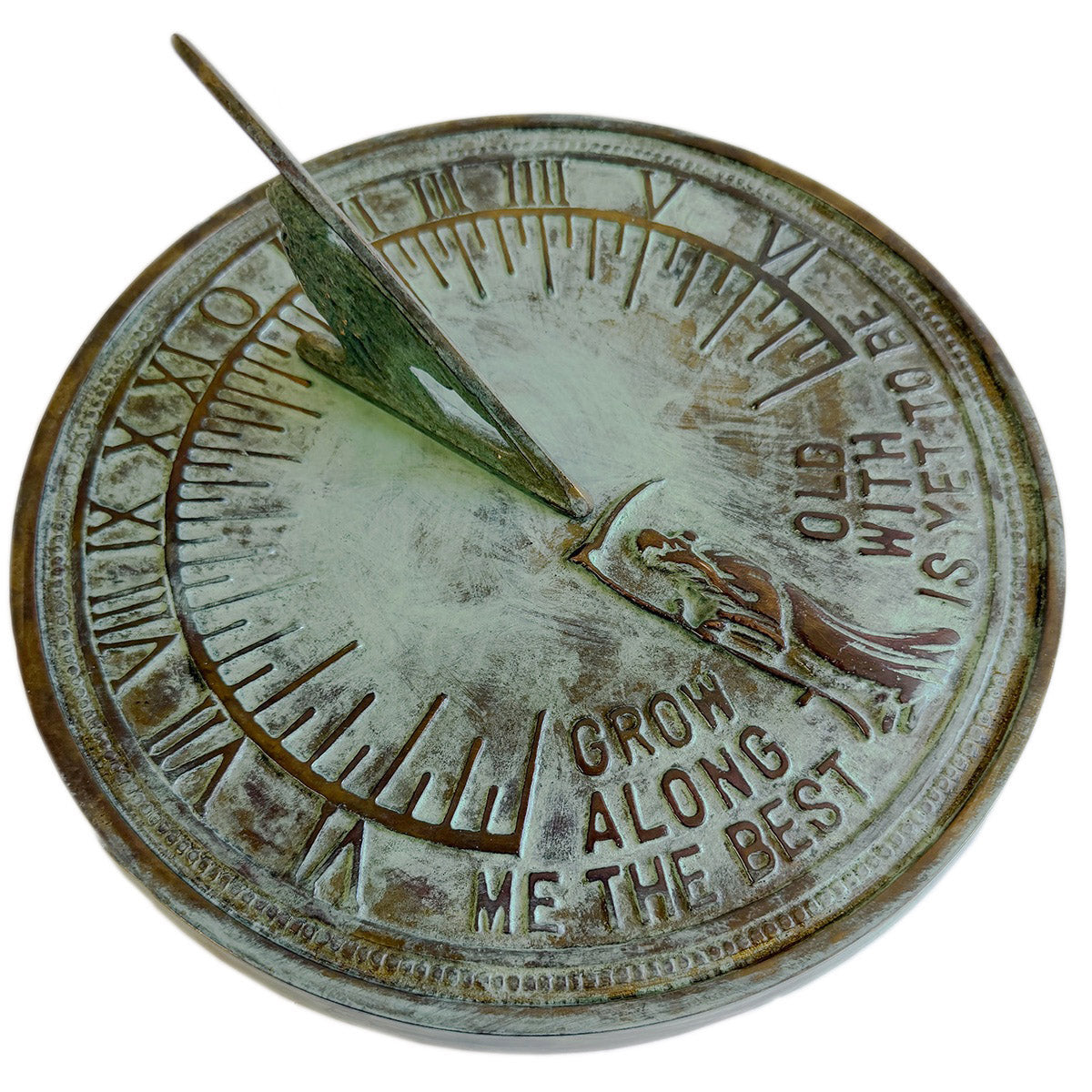 Solid Brass Father Time Sundial, 11.5" dia Rome #2345
