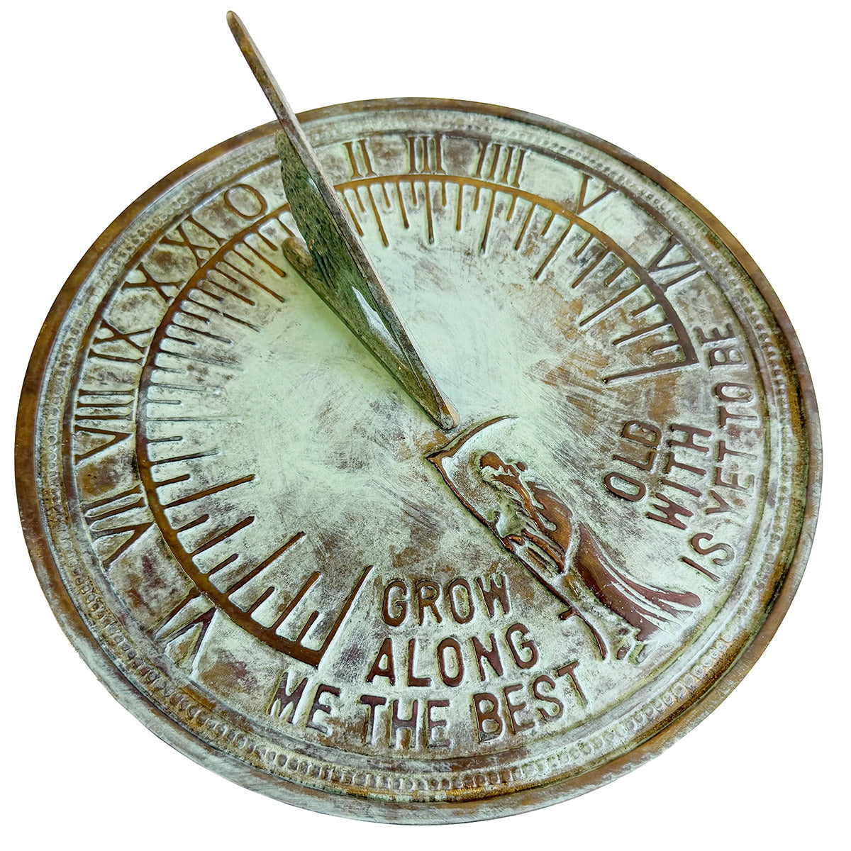 Solid Brass Father Time Sundial, 11.5" dia Rome #2345