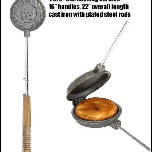 Rome's 1205 Round Jaffle Iron with Steel and Wood Detachable Handles