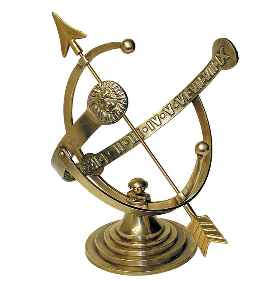 Polished Brass Armillary Sundial, Rome #1334