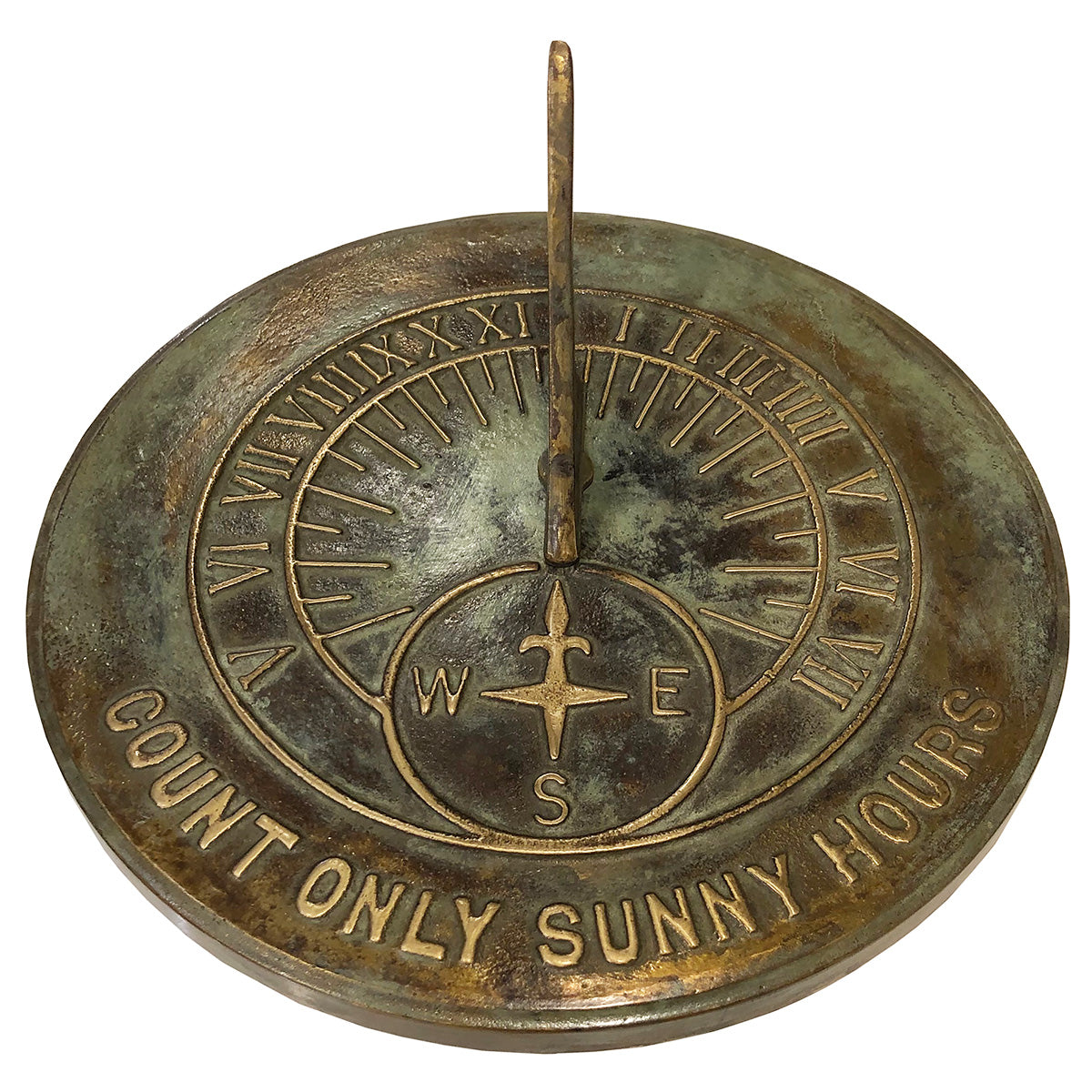 Sunshine Hours Rome Solid Brass Count Sunny Hours Sundial, 10 3/8