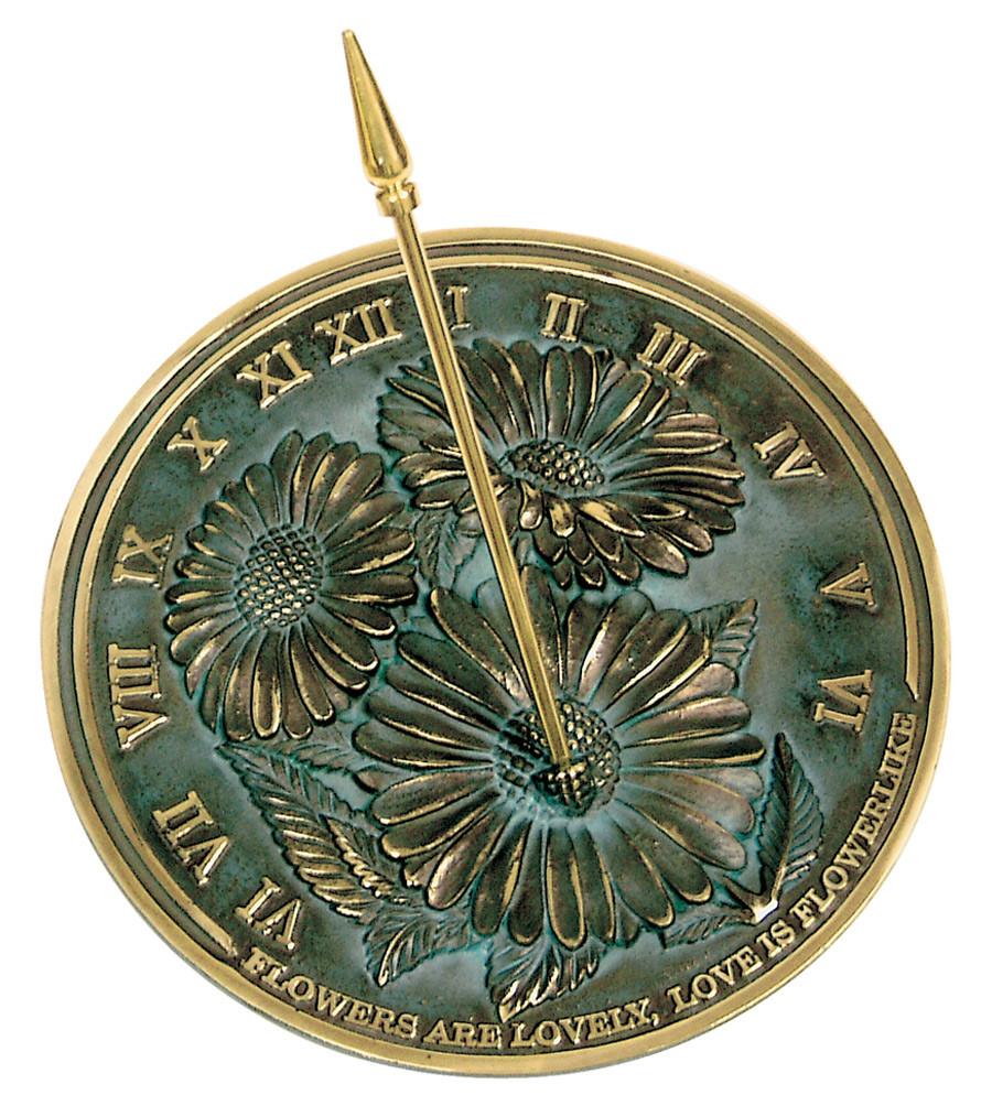 Solid Brass Flowers Sundial, 10" dia Rome #2302
