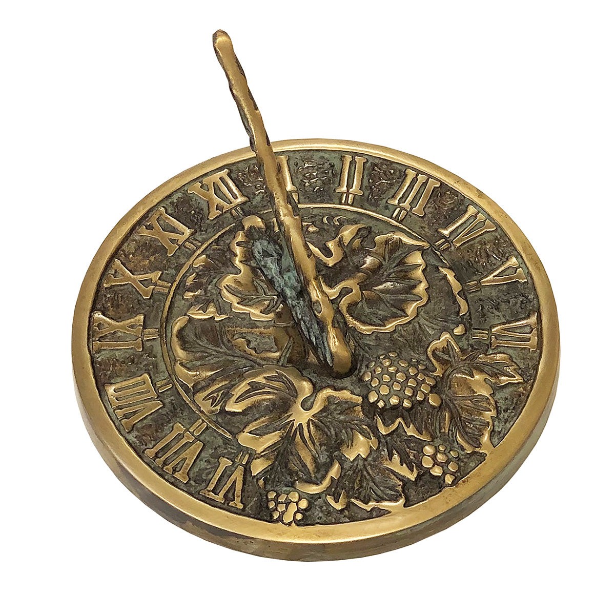 Solid Brass Grapevine Sundial, 7.5" dia,  Rome #2306