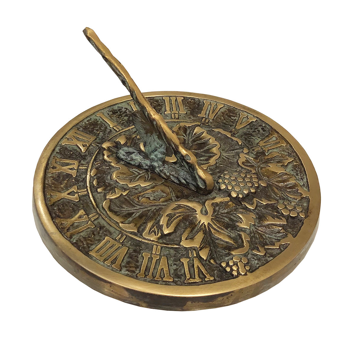 Solid Brass Grapevine Sundial, 7.5" dia,  Rome #2306