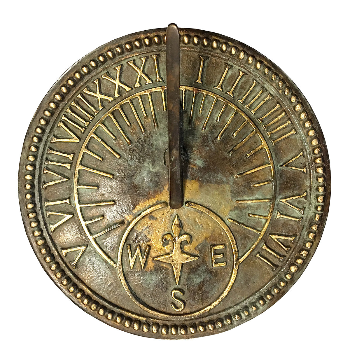 Solid Brass Roman Sundial, 8" dia, Rome #2310