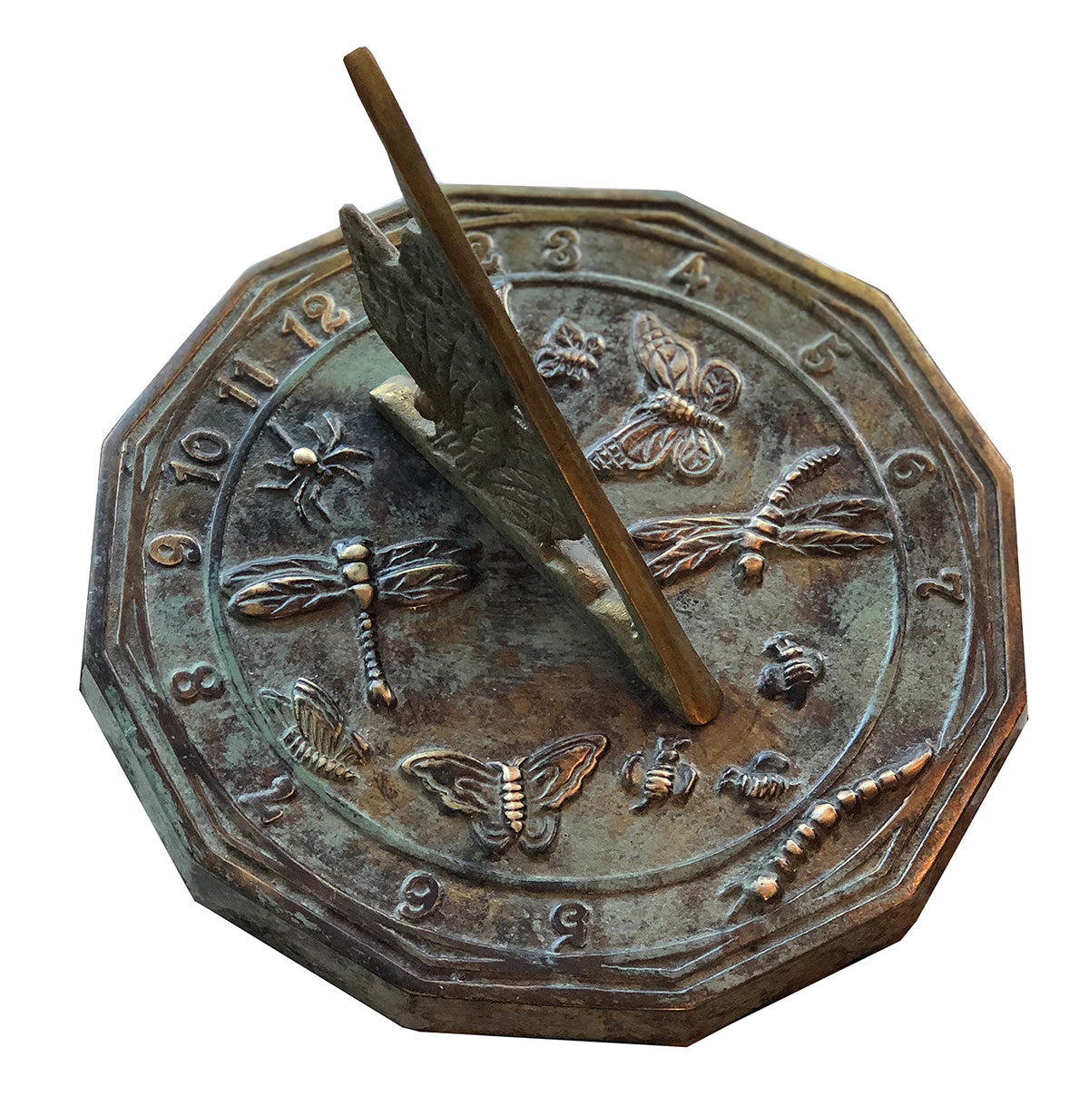 Solid Brass Butterfly Sundial, 8.5" dia Rome #2318