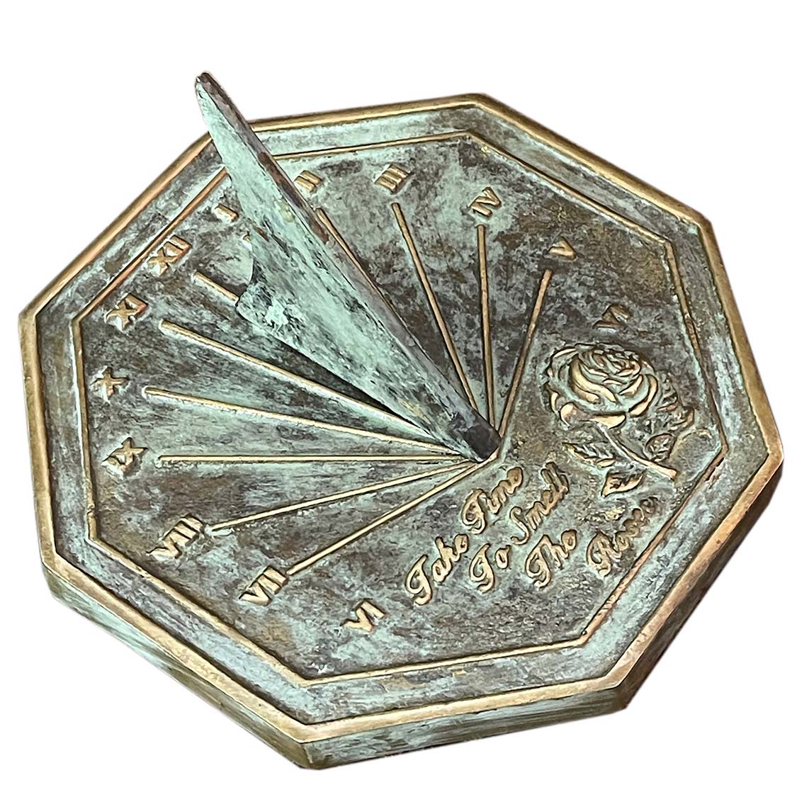 Solid Brass Rose Sundial, 8.5" dia Rome #2320